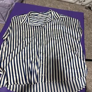 Blue and White Striped Button-Up Shirt